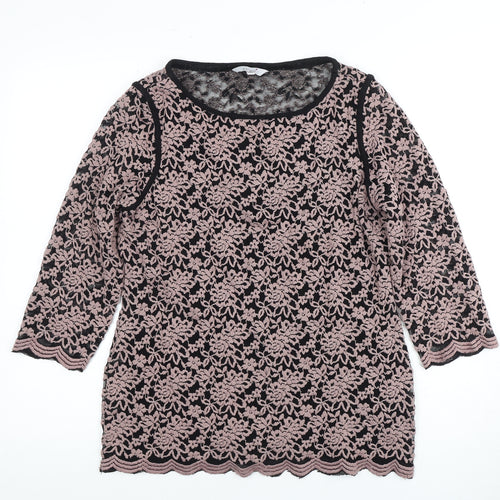 Per Una Women's Pink Floral Lace Blouse Size 14