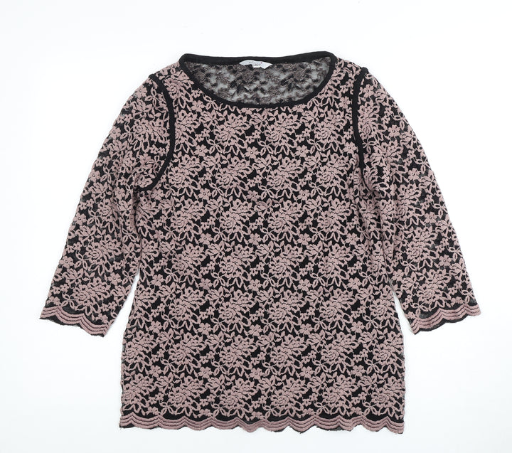Per Una Women's Pink Floral Lace Blouse Size 14