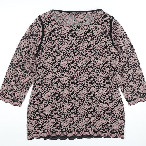 Per Una Women's Pink Floral Lace Blouse Size 14