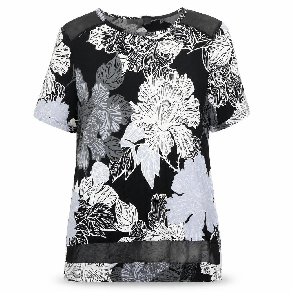 Front view of Next Women's Black Floral Blouse, size 12