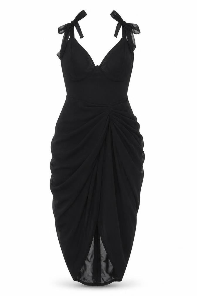 Front view of PRETTYLITTLETHING Women's Black Sleeveless Dress