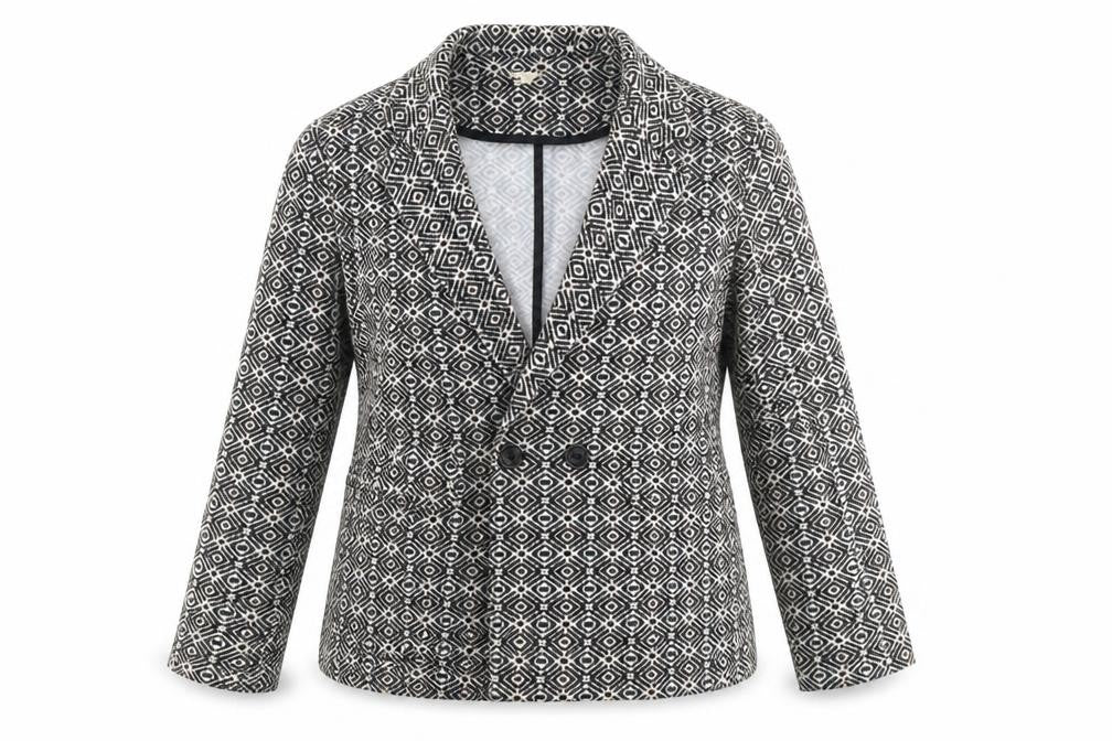Front view of Chicosoleil Women’s S Geometric Double-Breasted Blazer