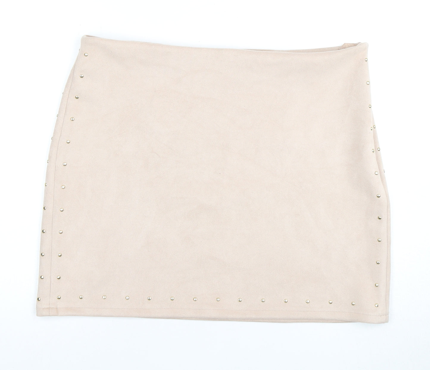 Next Women's Beige Mini Pencil Skirt, Size 16, Studded