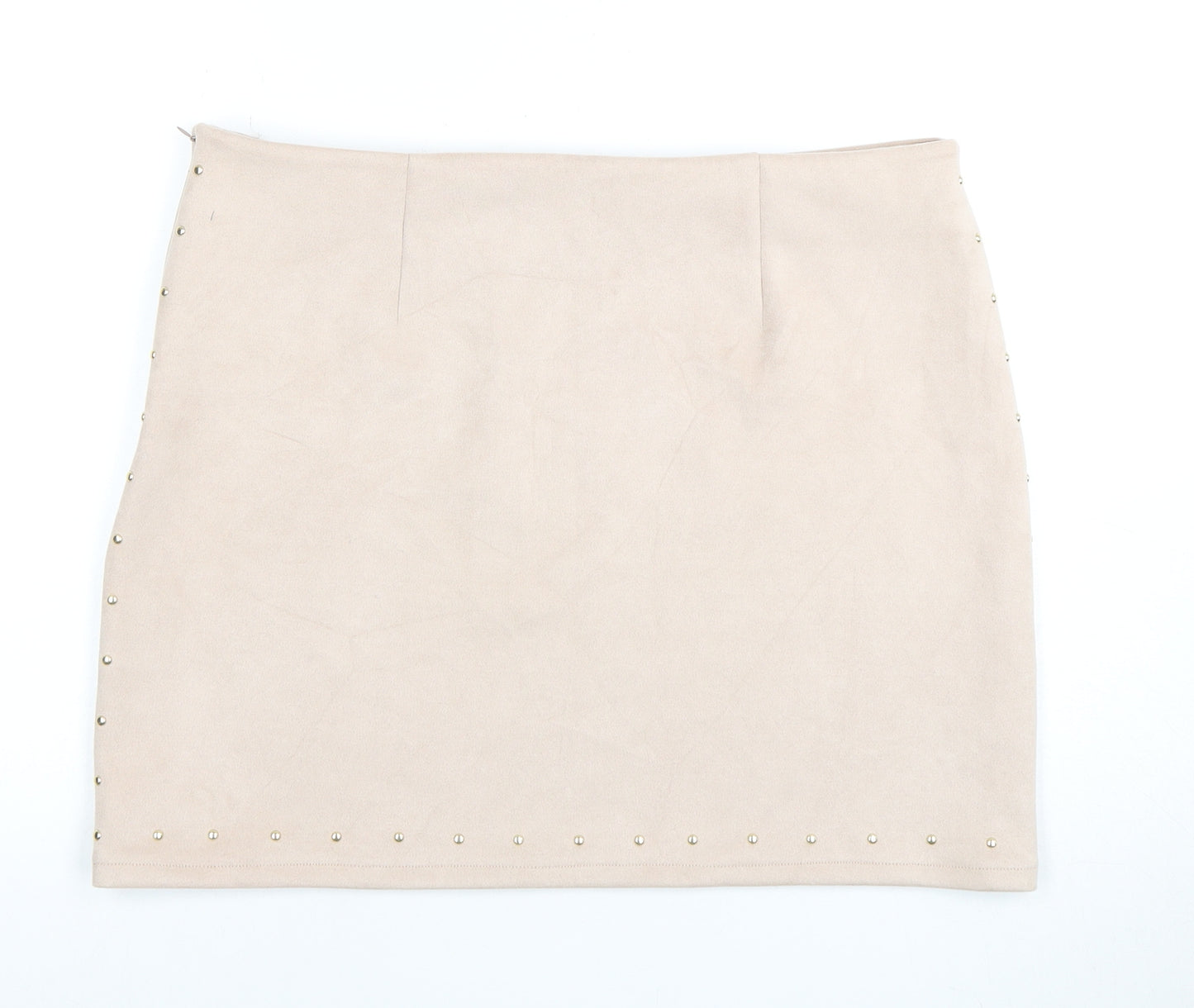 Next Women's Beige Mini Pencil Skirt, Size 16, Studded