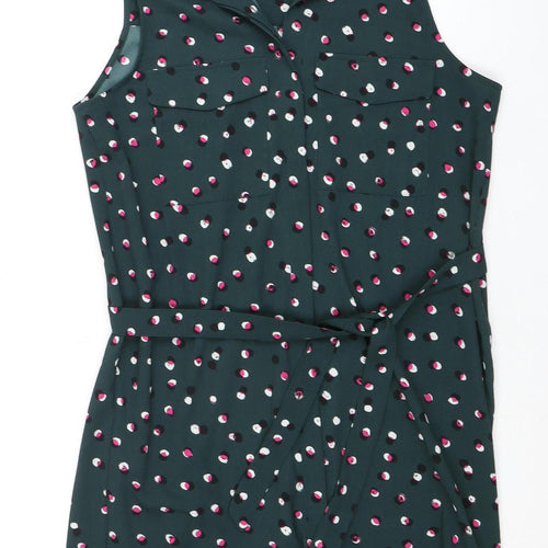 Monki Women's Green Polka Dot Dress - Size S