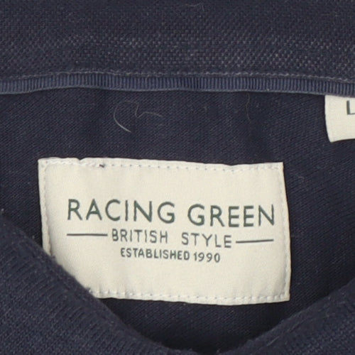 Racing Green Men's Blue Polo Shirt Size L