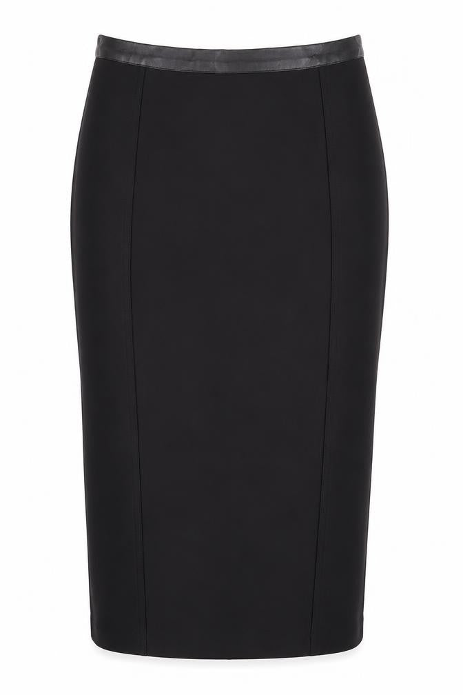 Front view of Topshop Women's Black Midi Pencil Skirt -, size 8