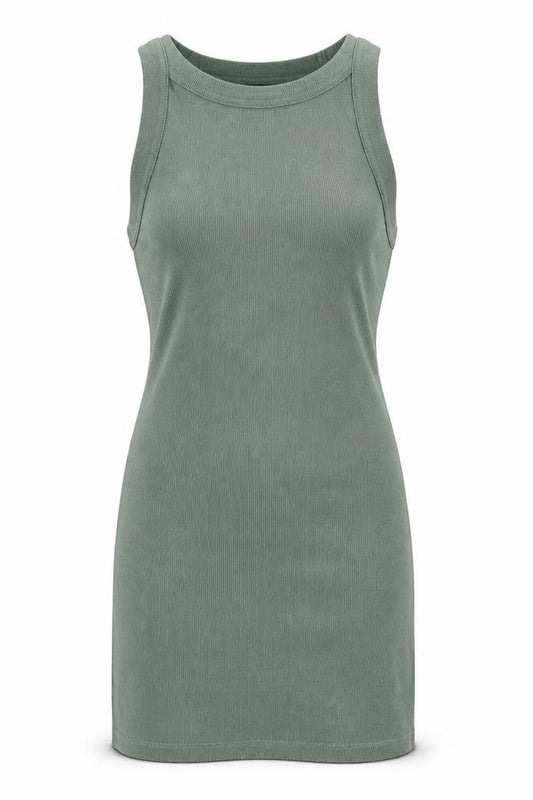 Front view of ASOS Women Green Tank Dress, size 10, Casual Sleeveless