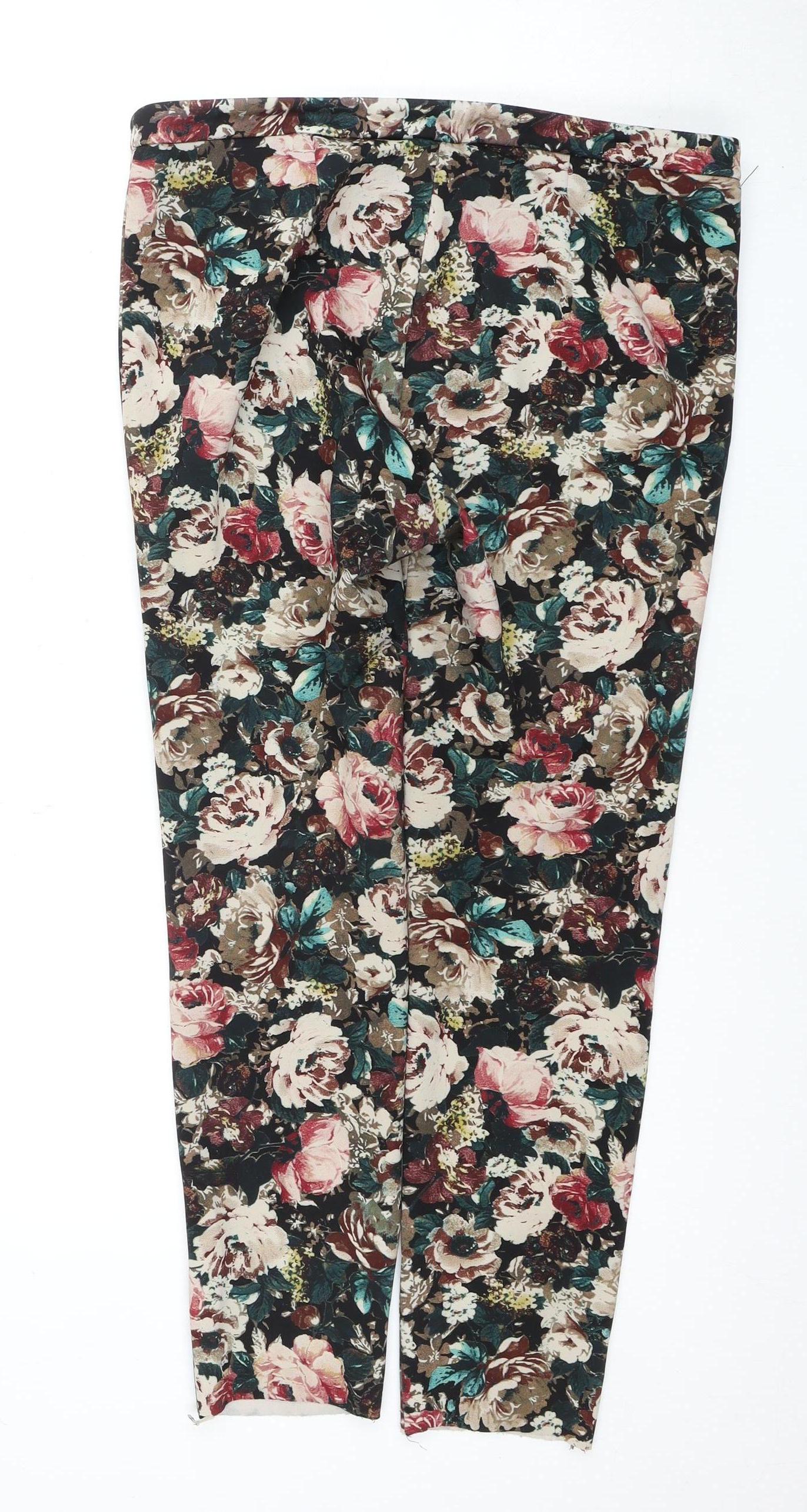 Zara Women’s Floral Multicoloured Trousers Size L