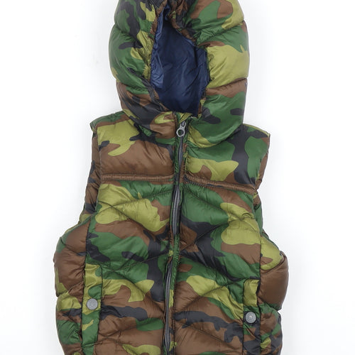 Zara Boys Green Puffer Jacket 2-3 Years Camouflage Hooded