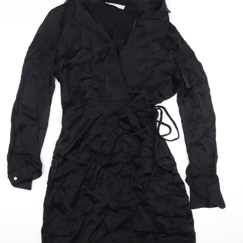 MNG Women's Black XS Wrap Dress Long Sleeve