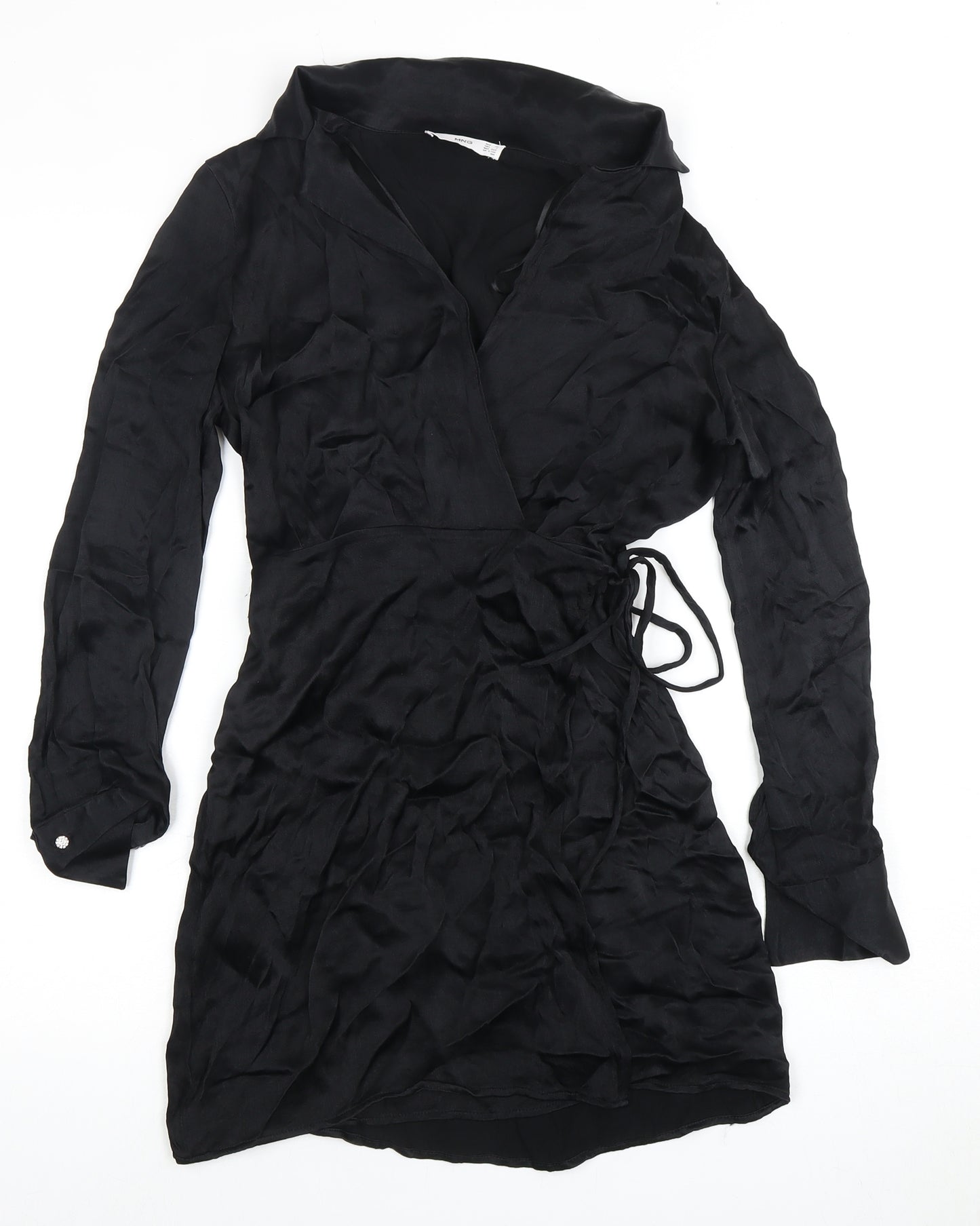 MNG Women's Black XS Wrap Dress Long Sleeve