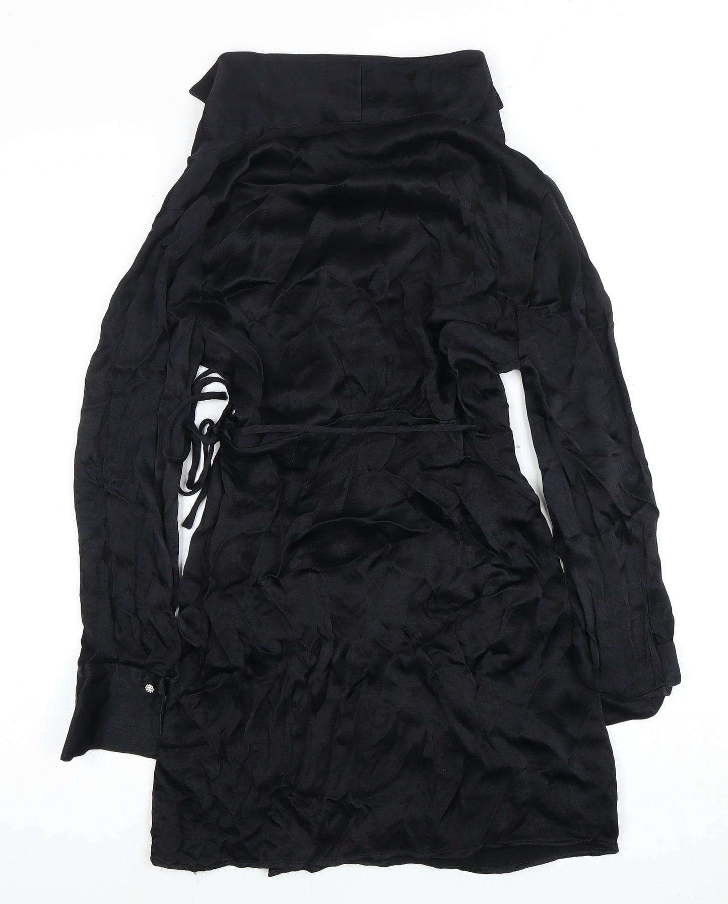 MNG Women's Black XS Wrap Dress Long Sleeve
