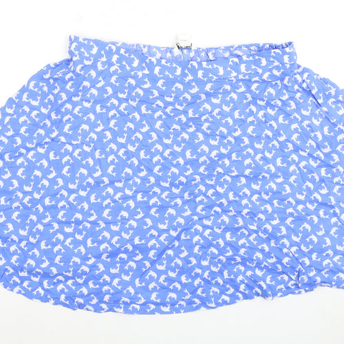 Monki Women's Blue Animal Print Skirt M Regular Viscose