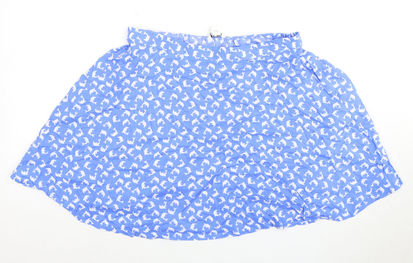 Monki Women's Blue Animal Print Skirt M Regular Viscose