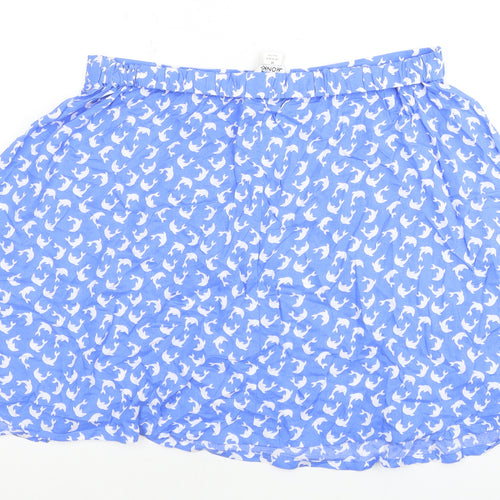 Monki Women's Blue Animal Print Skirt M Regular Viscose
