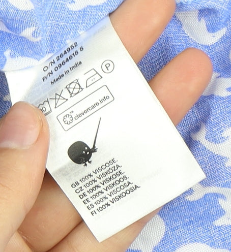 Monki Women's Blue Animal Print Skirt M Regular Viscose