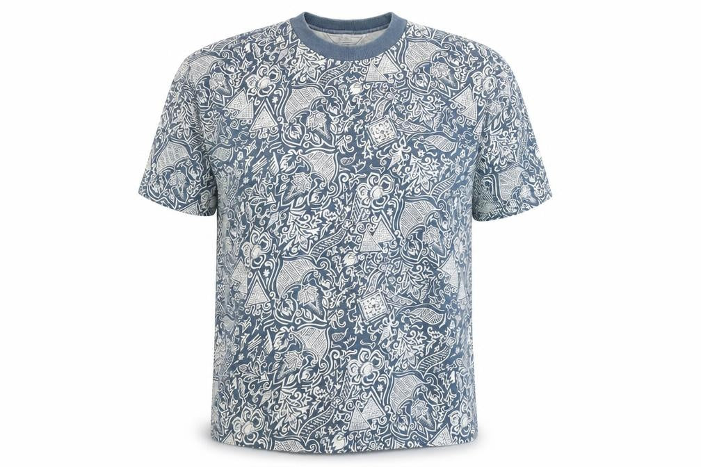 Front view of Burton Men's Blue Geometric Print T-Shirt L