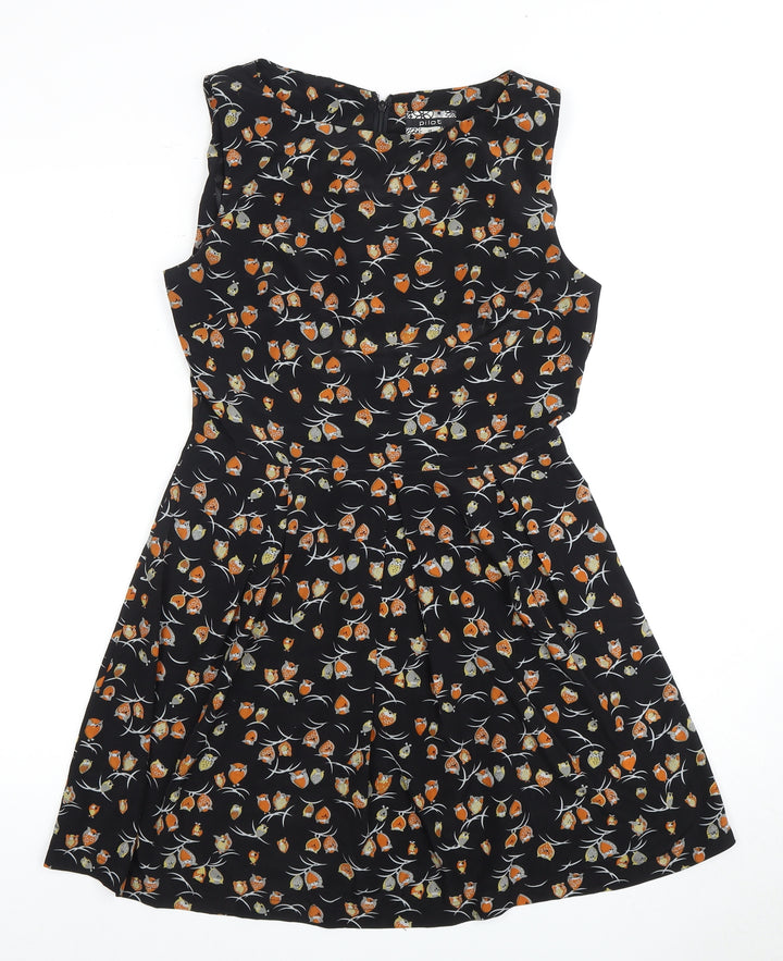 Pilot Black Animal Print Women's Dress Size 10