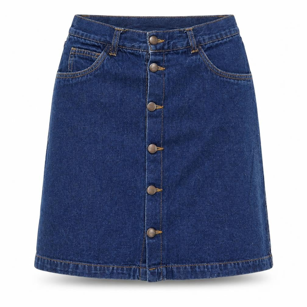 Front view of Only Women's Blue Denim Skirt, size 6, with Pockets