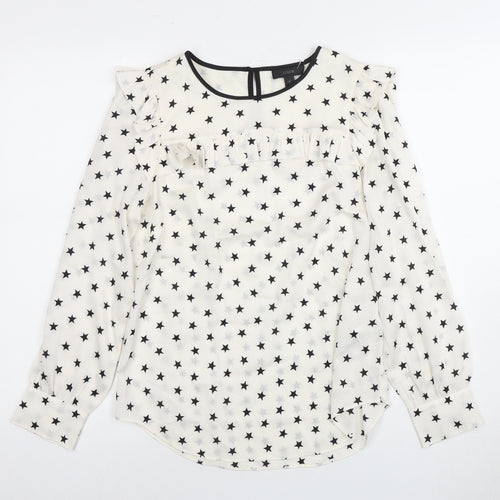 J.Crew Women's White Silk Star Blouse Size 2
