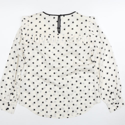 J.Crew Women's White Silk Star Blouse Size 2