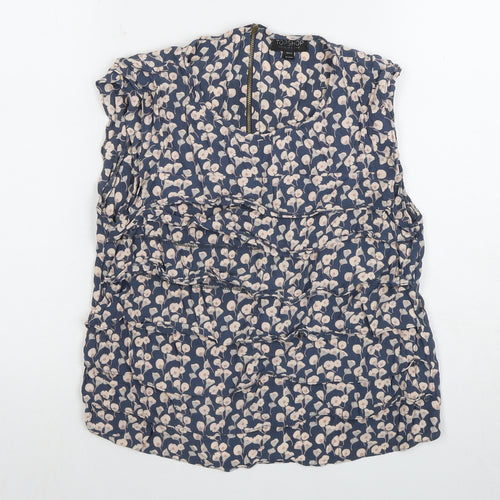 Topshop Women’s Blue Floral Ruffle Blouse Size 12