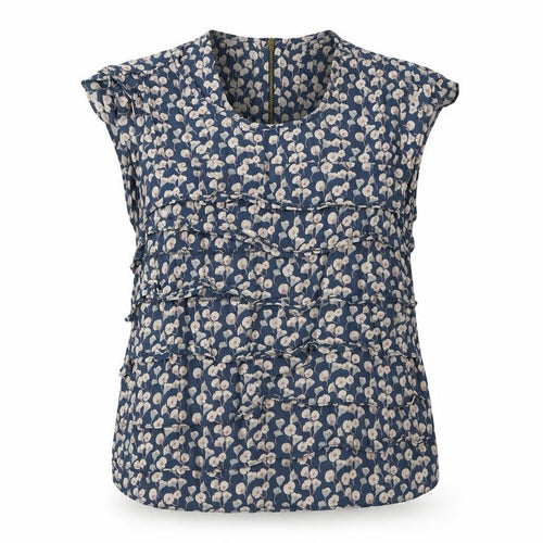 Topshop Women’s Blue Floral Ruffle Blouse Size 12