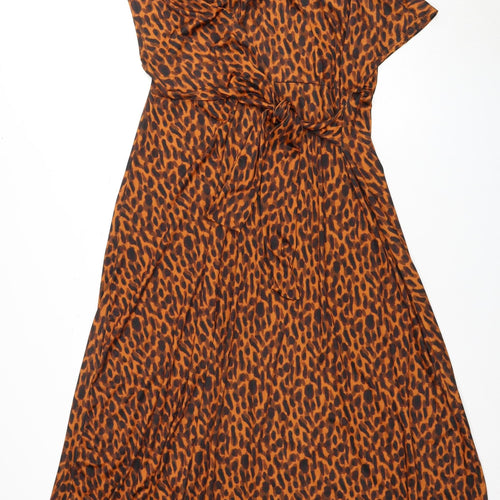 ASOS Women's Orange Animal Print Dress Size 8