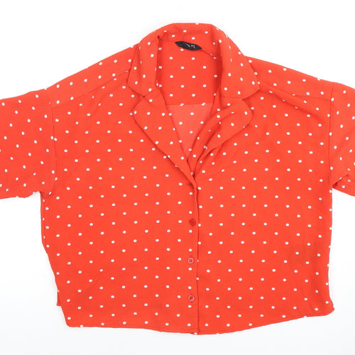 Monki Women's Red Polka Dot Button-Up Shirt XS