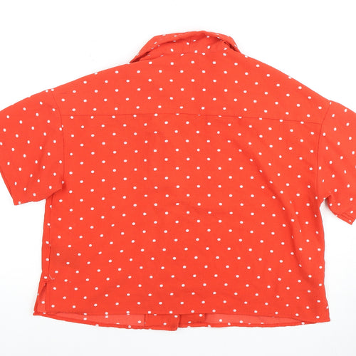 Monki Women's Red Polka Dot Button-Up Shirt XS