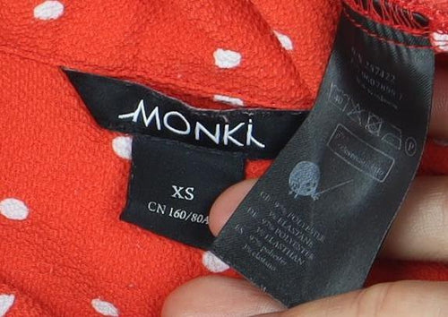 Monki Women's Red Polka Dot Button-Up Shirt XS