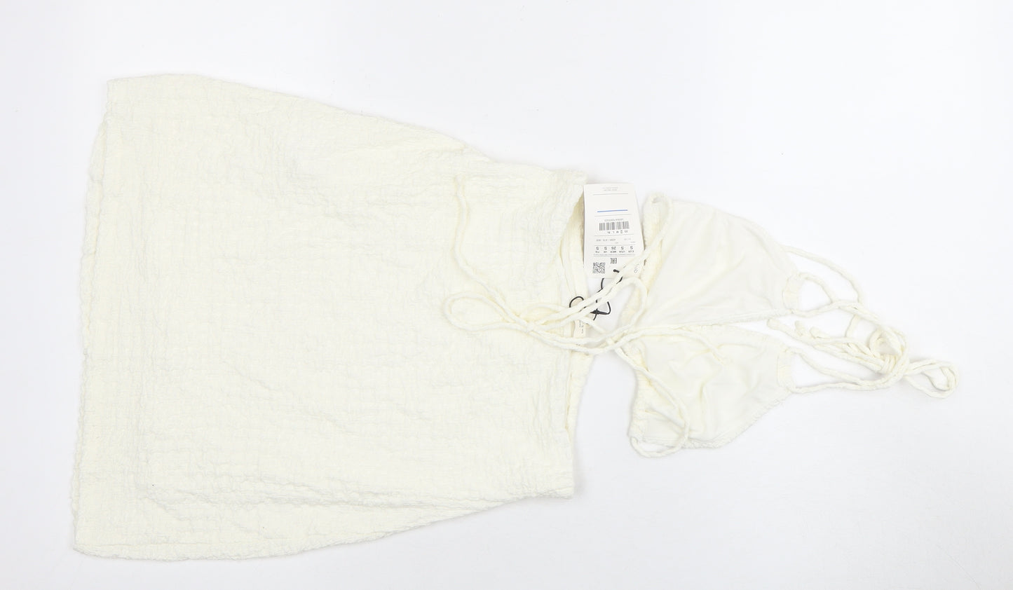 Pull&Bear Women's Ivory Dress Size 8, Halter, Sleeveless