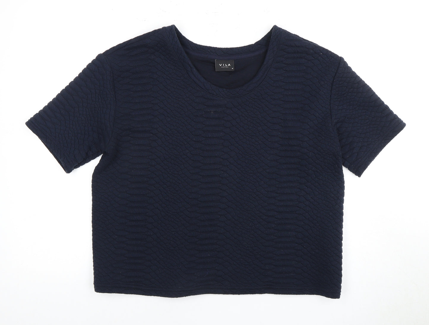 Vila Women's Blue Cropped T-Shirt, Size M