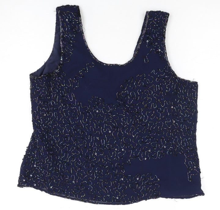 Spicy Women's Blue Beaded Tank Top, Size 18
