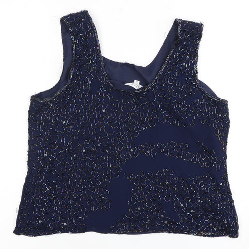 Spicy Women's Blue Beaded Tank Top, Size 18