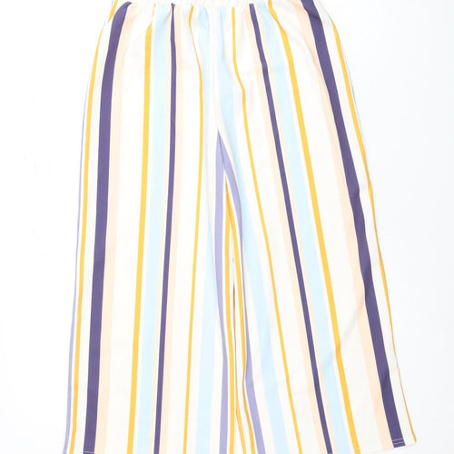 New Look Teens Striped Cropped Trousers, Multicoloured, Size L