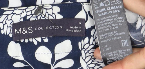 Marks and Spencer Women's Blue Floral Blouse Size 10