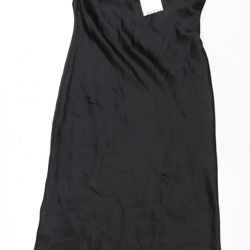 Zara Women's Black Satin Slip Dress Size S