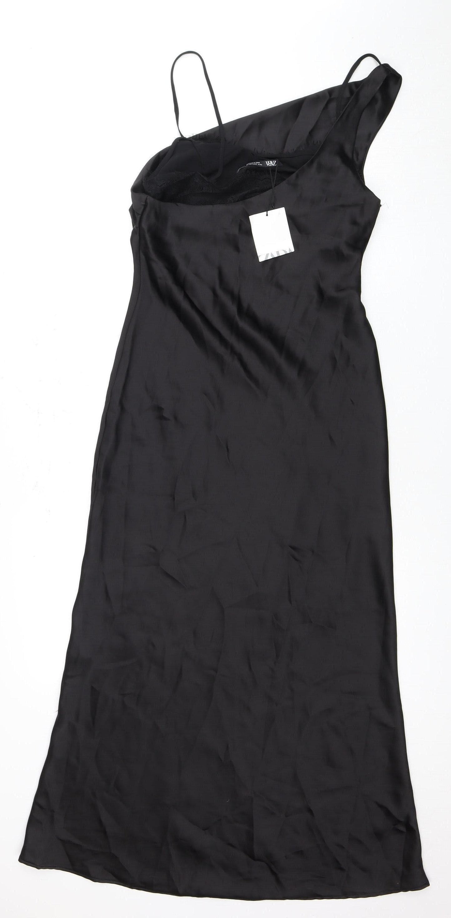 Zara Women's Black Satin Slip Dress Size S