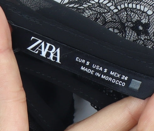 Zara Women's Black Satin Slip Dress Size S