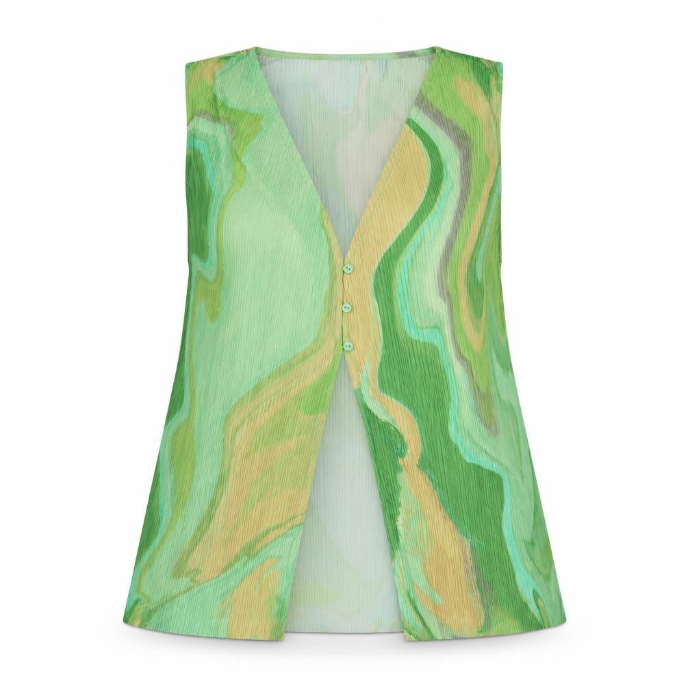 Pull&Bear Women's Green V-Neck Sleeveless Blouse