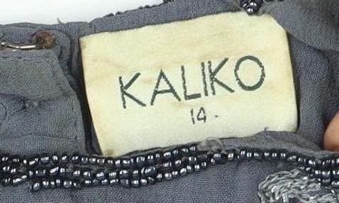 KALIKO Women's Blue Beaded Sleeveless Blouse Size 14
