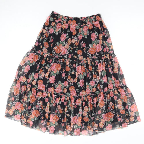 Next Girls Black Floral Peasant Skirt Size 10 Years