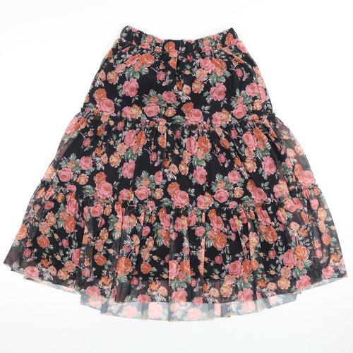 Next Girls Black Floral Peasant Skirt Size 10 Years