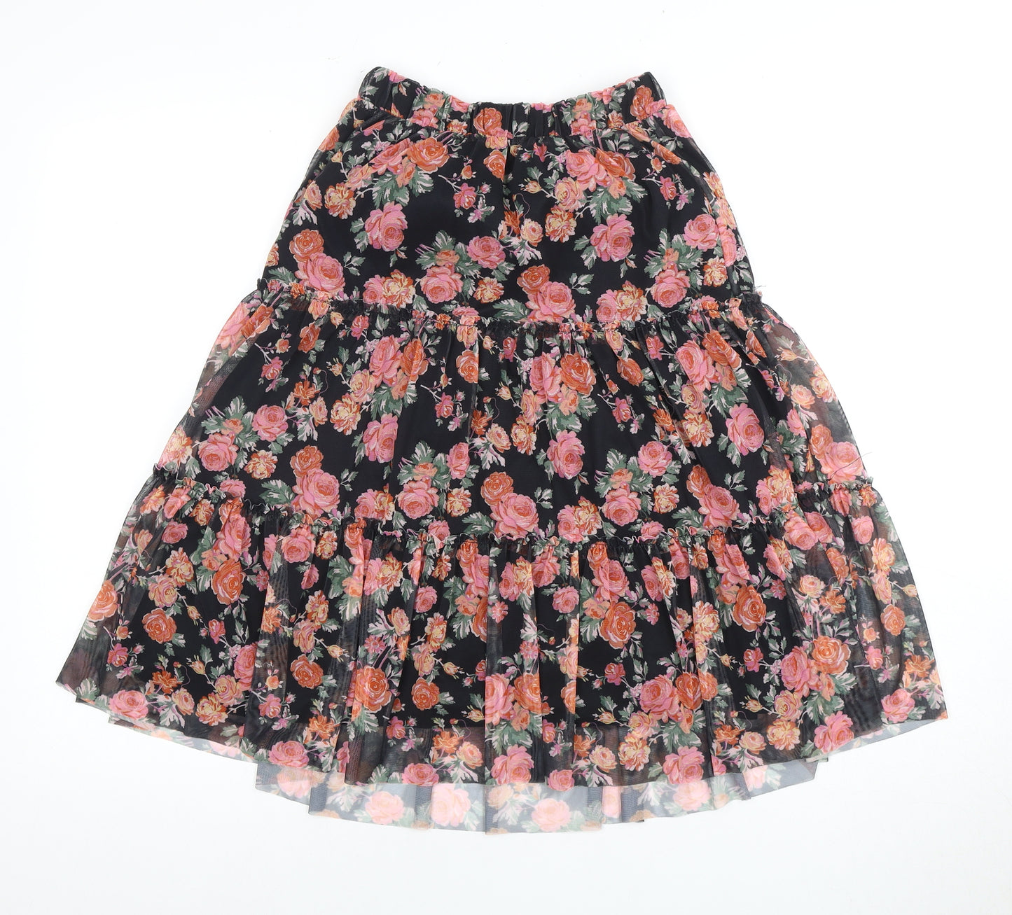 Next Girls Black Floral Peasant Skirt Size 10 Years