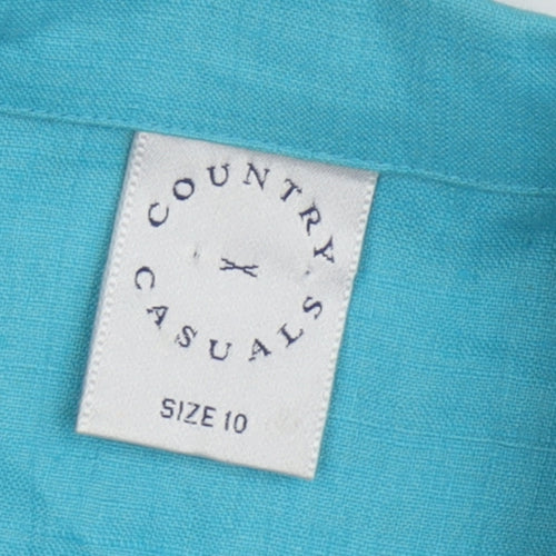 Country Casuals Women's Blue Linen Blazer Size 10