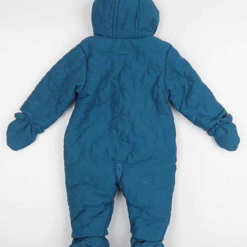 Mini Club Unisex Blue Snowsuit 3-6 Months Hooded Quilted Winter
