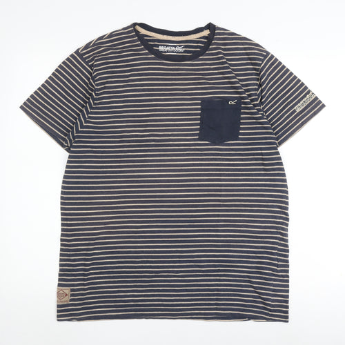 Regatta Men's Blue Stripe T-Shirt L Cotton Blend