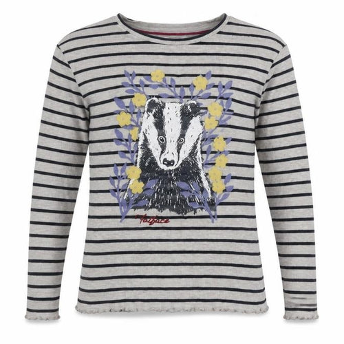 FatFace Women's Grey Striped Jersey T-Shirt Size 10/11